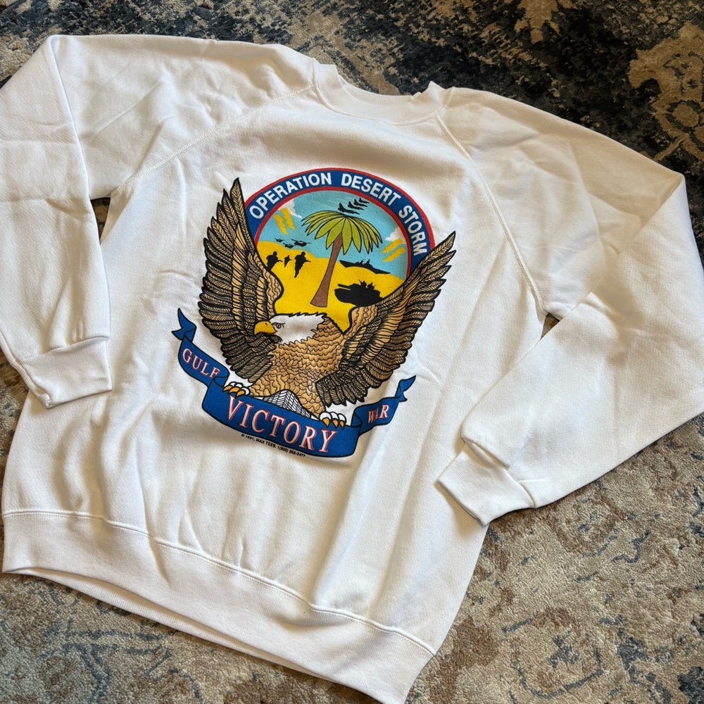Vintage Operation Desert Storm Sweatshirt 1991 Bald Eagle Graphic War Large